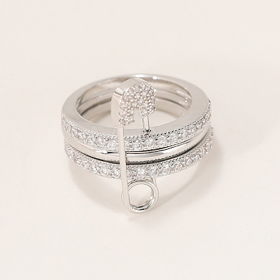 Brass Micro Pave Cubic Zirconia Finger Rings FA7520-2-1