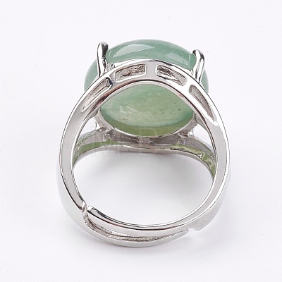 Adjustable Natural Green Aventurine Finger Rings X-RJEW-F075-01K-1