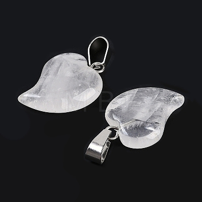Natural Quartz Crystal Heart Pendants G-H073-03P-15-1