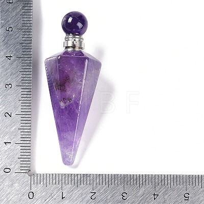 Natural Amethyst Faceted Cone Openable Perfume Bottle Big Pendants G-L524-18P-10-1