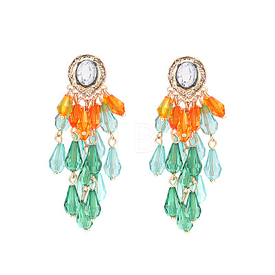 Zinc Alloy Acrylic Teardrop Tassel Stud Earrings for Women WGB9C49-03-1