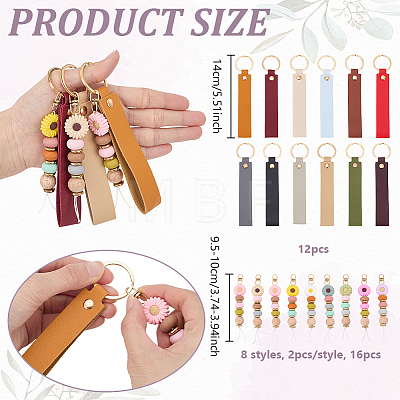 28Pcs PU Leather Keychain & Silicone Pendant Decorations HJEW-GA00096-1