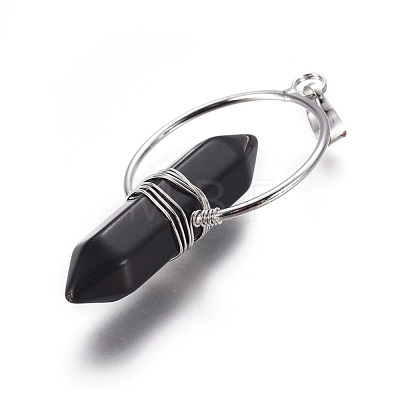 Natural Obsidian Wire Wrapped Pointed Big Pendants G-L520-I05-P-1