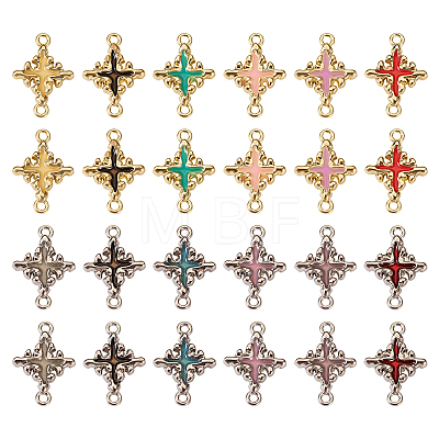  48Pcs 12 Styles Rack Plating Alloy Enamel Connector Charms FIND-TA0002-85-1