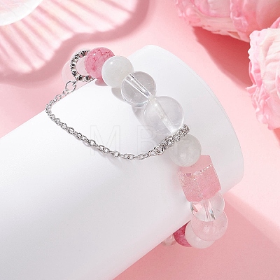 Natural Mixed Gemstone Beaded Stretch Bracelets for Women BJEW-TA00739-02-1