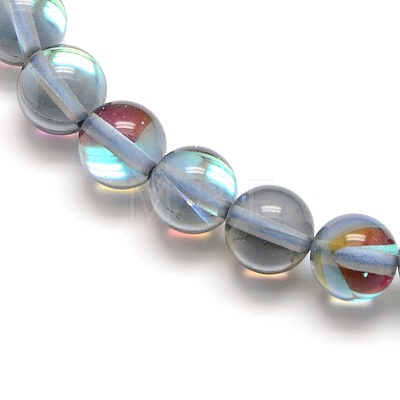 Synthetic Moonstone Beads Strands G-F143-6mm-09-1