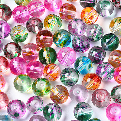 Transparent Spray Painted Glass Beads DGLA-N033-11-1