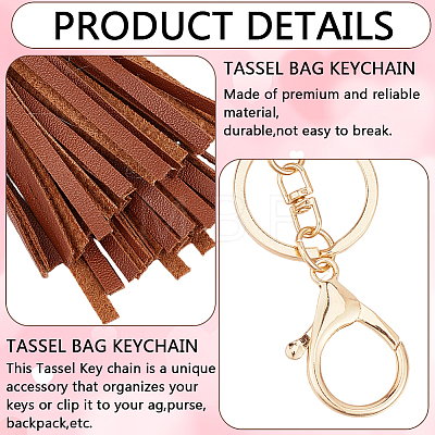1Pc PU Leather Tassel Keychains KEYC-CL0001-50B-1
