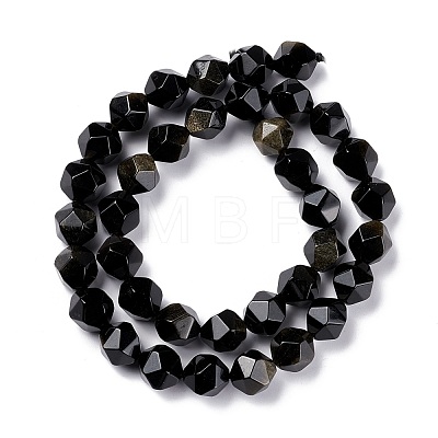 Natural Golden Sheen Obsidian Beads Strands G-C229-01C-1