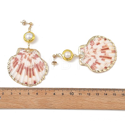 Electroplate Natural Sea Shell Dangle Earrings EJEW-JE07373-1
