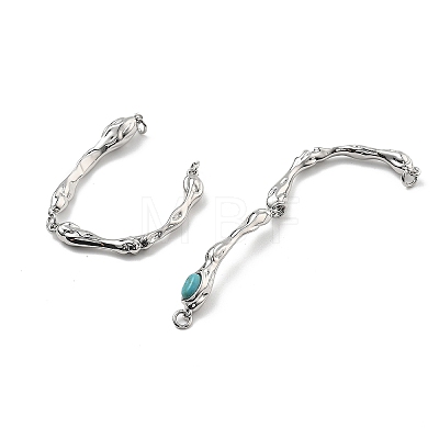 Brass Synthetic Turquoise Toggle Clasps KK-B129-19P-1