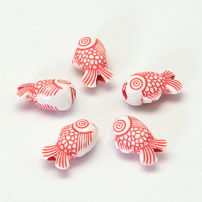 Fish Craft Style Acrylic Beads X-SACR-R886-10-1