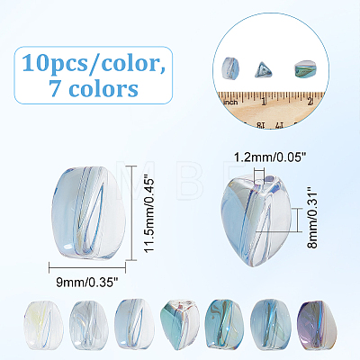 70Pcs 7 Colors  Electroplate Transparent Glass Beads EGLA-AR0001-18-1