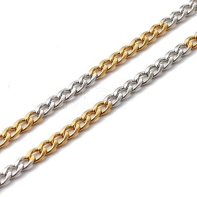 Two Tone 304 Stainless Steel Curb Chain Necklaces X-NJEW-JN03541-1