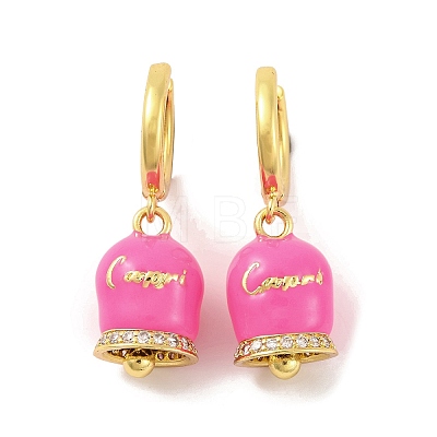 Bell Brass & Enamel Hoop Earrings for Women EJEW-U015-25G-1