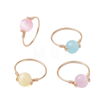 Round Natural Selenite Finger Rings RJEW-TA00127-1