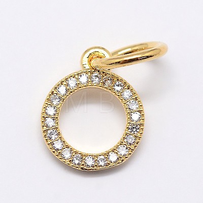 CZ Brass Micro Pave Cubic Zirconia Circle Charms ZIRC-L018-11G-1