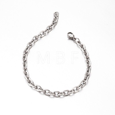 304 Stainless Steel Cable Chain Bracelets BJEW-O086-05-1