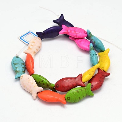 Fish Synthetic Turquoise Bead Strands X-G-M150-26-1
