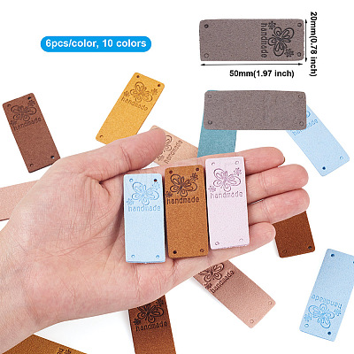 60Pcs 10 Colors Microfiber Leather Labels DIY-BY0001-15-1