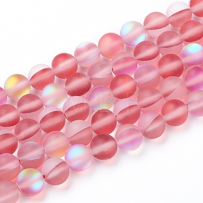 Synthetic Moonstone Beads Strands G-R375-8mm-A18-1