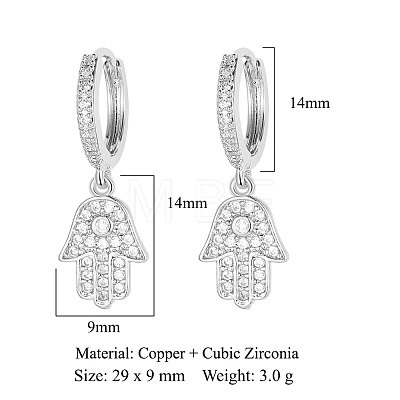Brass Micro Pave Clear Cubic Zirconia Hoop Earrings EJEW-OY001-09P-1