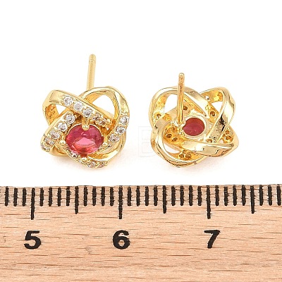 Brass Micro Pave Cubic Zirconia Stud Earrings for Women KK-A305-10G-05-1