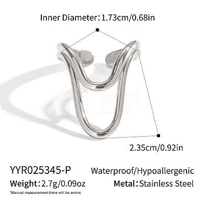Adjustable 304 Stainless Steel Open Cuff Rings for Women LS-SZ1207-6-1