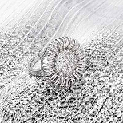 Brass Micro Pave Cubic Zirconia Cuff Rings RJEW-D323-03P-1