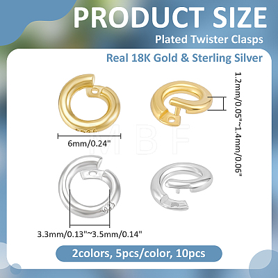 10Pcs 2 Colors 925 Sterling Silver Open Jump Rings STER-ME0001-57-1