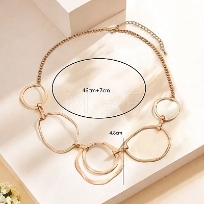 201 Stainless Steel & Alloy Multi Ring Bib Necklaces for Women WG2A4B7-01-1