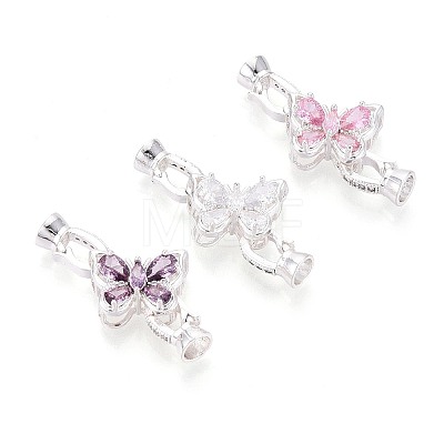 Brass Micro Pave Cubic Zirconia Fold Over Clasps KK-U037-10S-1