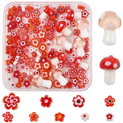 156Pcs 11 Styles Handmade Millefiori Glass Bead Strands LAMP-FS0001-29-1