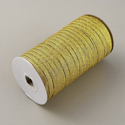 144 Yards Sparkle Polyester Non Slip Knitted Elastic Cord OCOR-WH0080-38G-1