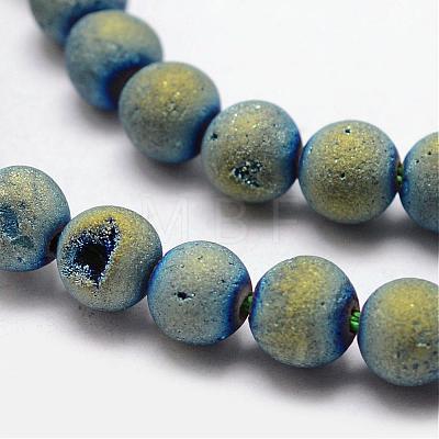 Electroplated Natural Agate Bead Strands G-K168-6mm-L2-01-1