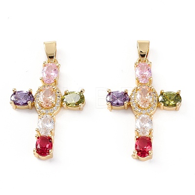 Brass Micro Pave Cubic Zirconia Pendants X-ZIRC-M116-04G-1