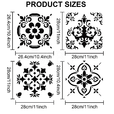 US 1 Set Floral PET Hollow Out Drawing Painting Stencils DIY-MA0001-37-1