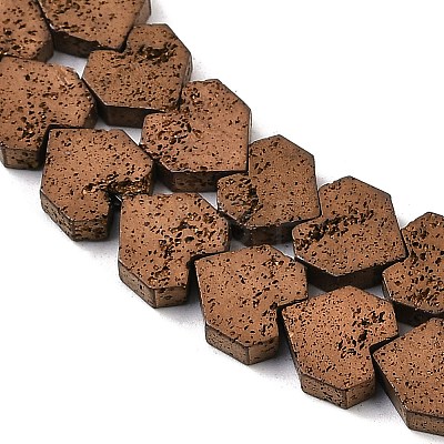 Electroplated Natural Lava Rock Beads Strands G-K388-04B-05-1