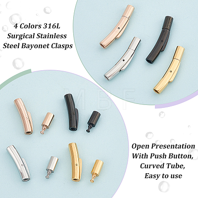 Olycraft 4 Sets 4 Colors 316L Surgical Stainless Steel Bayonet Clasps STAS-OC0001-17B-1