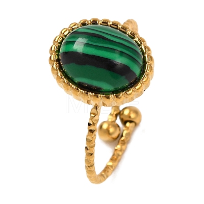 Oval Synthetic Malachite Finger Rings RJEW-Q822-45G-05-1