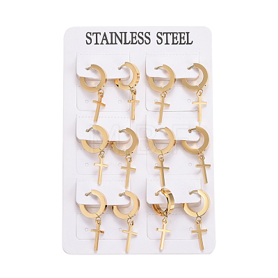 304 Stainless Steel Dangle Hoop Earrings EJEW-L232-002G-1