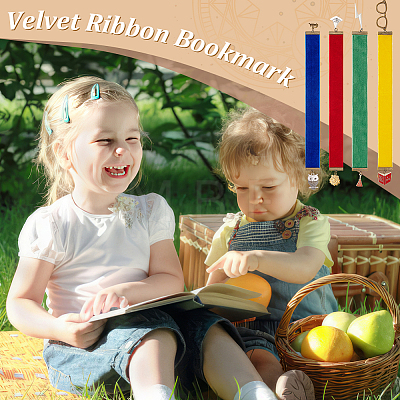 Magic Theme Velvet Ribbon Bookmark AJEW-AB00134-1