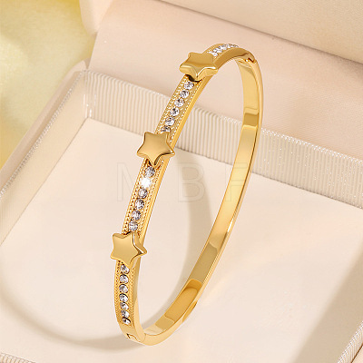 304 Stainless Steel & Crystal Rhinestone Hinged Bangles for Women WG2CEEC-01-1