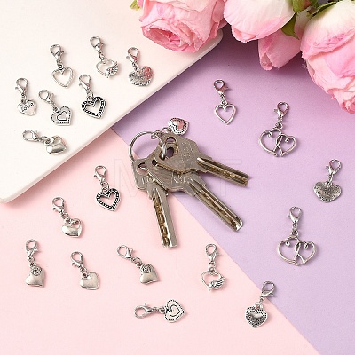 20Pcs 10 Styles Alloy Pendant Decorations HJEW-YW00496-1