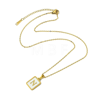 Ion Plating(IP) Rectangle with Initial Letter 304 Stainless Steel Pendant Necklace NJEW-R265-04G-N-1