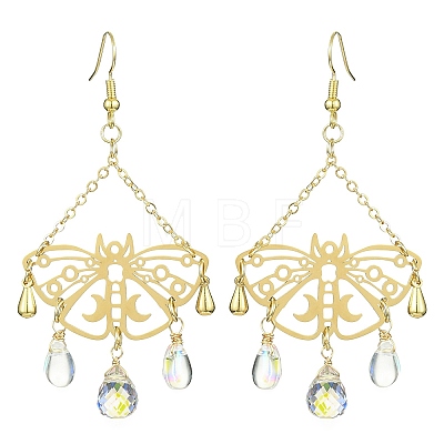 Hollow Butterfly Brass Chandelier Earrings EJEW-TA00375-1