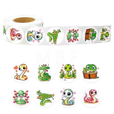 Round Paper Snake Cartoon Sticker Rolls PW-WG86171-01-1