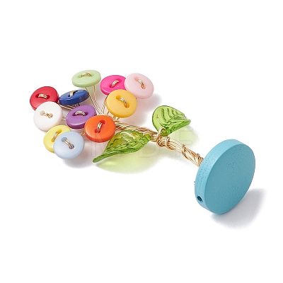 Resin Button Tree of Life Decorations AJEW-JF03414-04-1