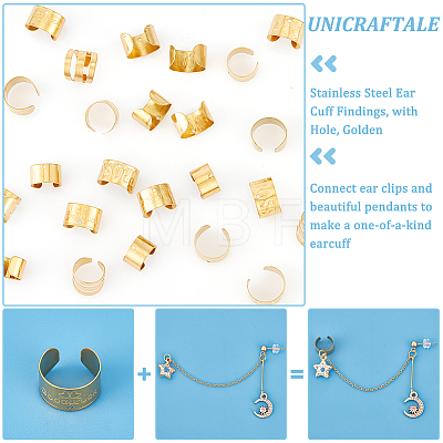 Unicraftale 30Pcs 5 Style 304 Stainless Steel Ear Cuff Findings STAS-UN0056-22-1