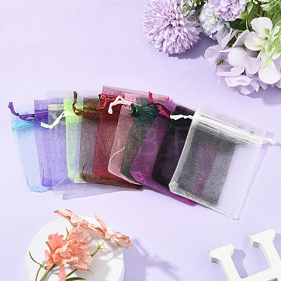 100Pcs Rectangle Organza Drawstring Bags CON-YW0001-87-1